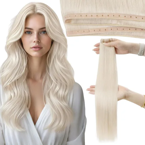 Vista 37 de Moresoo Extensiones de cabello humano real para coser, color negro natural