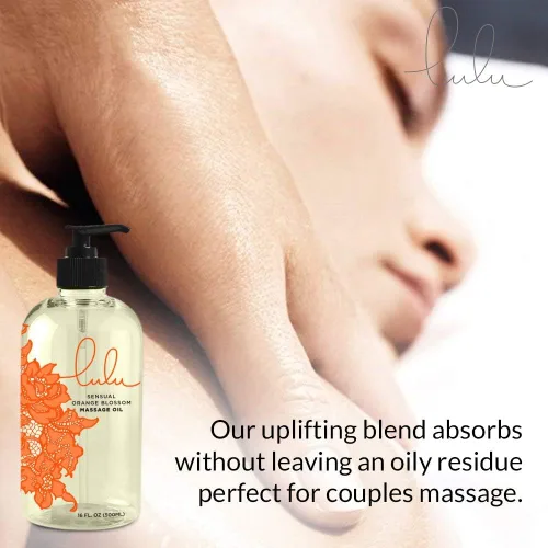 Vista 2 de Lulu Aceite de masaje de flor de naranja con jojoba y aceites esenciales, 16 onzas y lubricante personal. Lulu Lube Natural a base de agua, 16 onzas