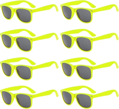 Vista 8 de Suministros para regalos de fiesta de colores neón Paquete de 8 gafas de sol unisex