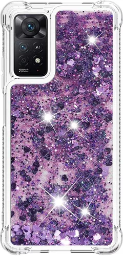 Vista 80 de Funda de silicona transparente con purpurina para Xiaomi Redmi A1 Bling Liquid Clear Star Heart Silicone Bumper a prueba de golpes, funda Azul