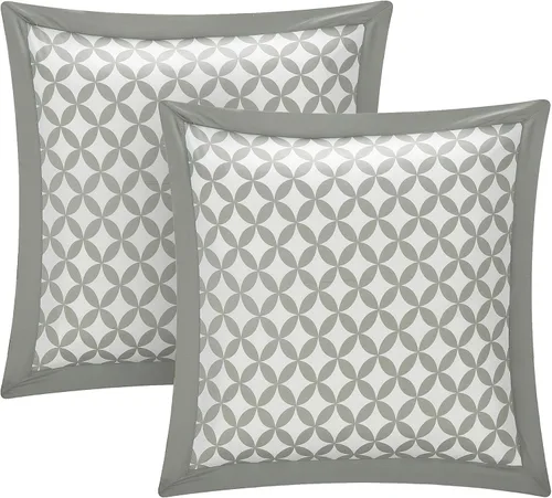 Vista 4 de Chic Home Juego de edredón reversible de 7 piezas Iris a gran escala, tamaño Queen, color gris