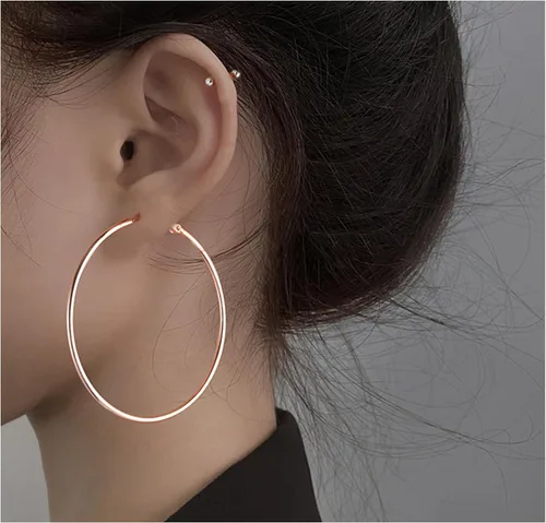 Vista 4 de Cocadant Big Gold Hoop Earrings for Women Girls,Dainty 14k Gold Hypoallergenic Rose Gold Silver Hoop Earrings with 925 Sterling Silver