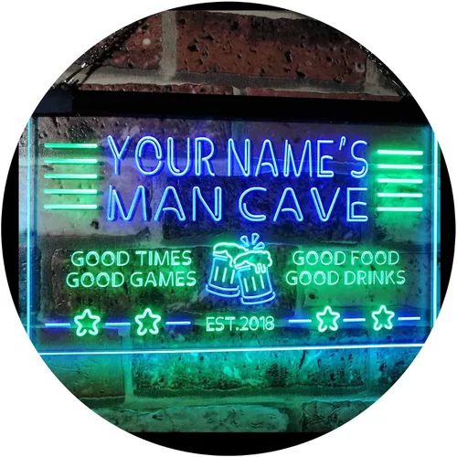 Vista 22 de ADVPRO Letrero de neón LED personalizado con texto en inglés "Man Cave Home Bar Est. Year Single Color LED Neon Sign 12 x 8.5" st4s32-x0012a-tm-b