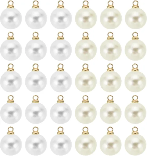 Vista 34 de PATIKIL Abalorio de perlas, 100 cuentas de perlas de imitación de perlas colgantes para bricolaje para hacer joyas, pulseras, aretes, collares Beige