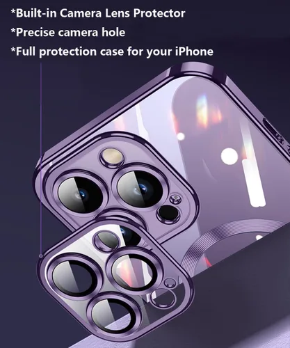 Vista 3 de Funda magnética para iPhone 12 Pro Max transparente compatible con MagSafe Funda protectora de lente de cámara integrada para iPhone 12 Pro Max