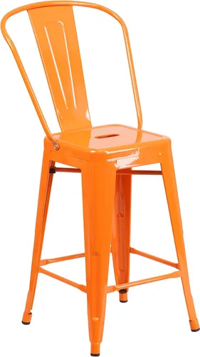 Vista 32 de Taburete de metal de interior y exterior de Flash Furniture, Metal, Plateado
