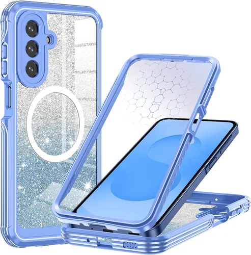 Vista 42 de Hekodonk Funda magnética para Galaxy A17 5G, [compatible con Magsafe] [Protector de pantalla de vidrio templado integrado] [tarjeta con purpurina]