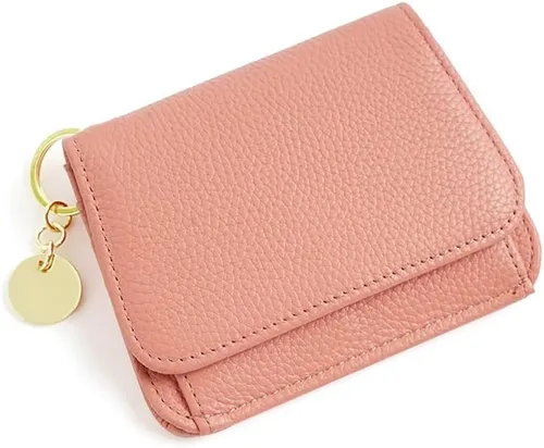 Vista 12 de Mudono - Billetera pequeña para mujer con bloqueo RFID, de cuero genuino, tarjetero, billetera delgada de tres pliegues con bolsillo con cremallera