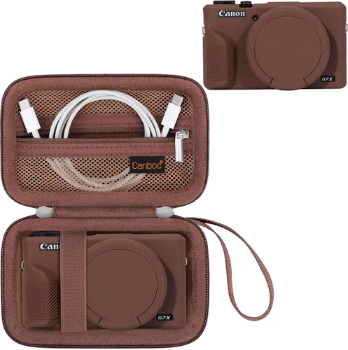 Vista 11 de Canboc Funda para cámara digital Canon PowerShot G7X Mark III, 1 funda rígida de transporte + 1 funda de silicona suave con cubierta extraíble
