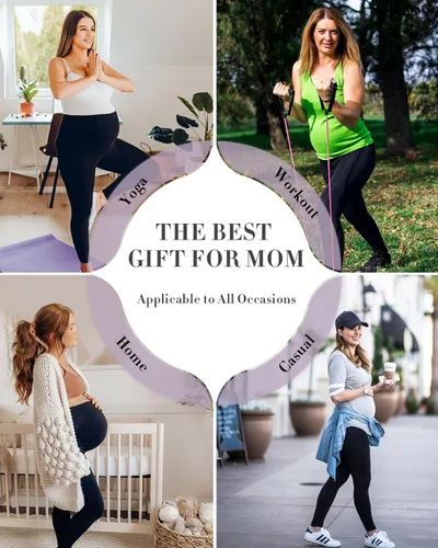 Vista 3 de yeuG Paquete de 3 leggings de maternidad para mujer, sobre el vientre, pantalones de yoga para embarazo, ropa deportiva, leggings de entrenamiento