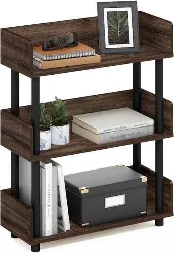 Vista 73 de Furinno Turn-N-Tube - Estantes de almacenamiento, estante para libros de 3 niveles, estante esquinero, estantes abiertos sin herramientas