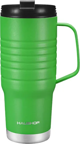 Vista 11 de HAUSHOF Taza de viaje de 24 oz con asa, taza de café de viaje con aislamiento al vacío de acero inoxidable, tazas de viaje de doble pared con tapa a