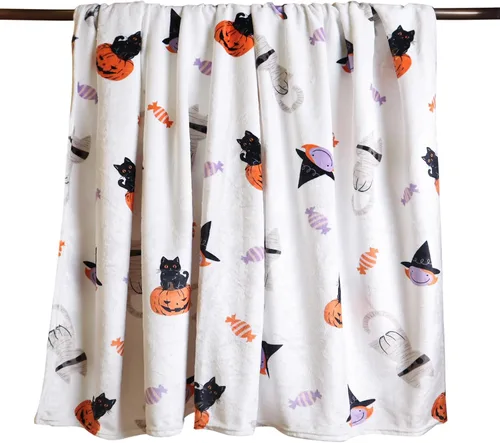 Vista 5 de Gogreen - Manta de forro polar de Halloween tamaño individual, manta acogedora de microfibra - 300GSM ultra suave, manta estampada de microfibra