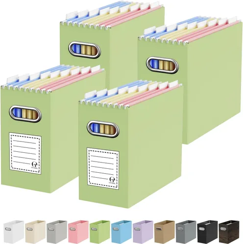 Vista 20 de Oterri Caja Organizadora de Archivos de Cartón para Carpetas Colgantes Tamaño Carta, Caja de Archivos para Escritorio de Computadora, Archivador