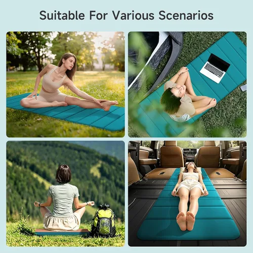 Vista 6 de Esterilla de yoga POE de 12 pliegues de 75 x 26 x 0.4 pulgadas, antideslizante, compacta y apta para yoga, pilates, entrenamiento de fuerza