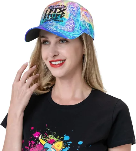 Vista 6 de That's Whats I Do I Fix Stuff and I Know Things - Sombreros desgastados para hombre, de mezclilla lavada, ajustables, con correa trasera 1