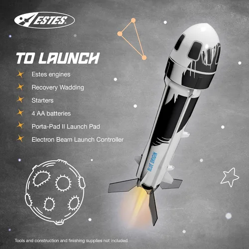 Vista 4 de Estes 2198 Blue Origin New Shepard - Kit de construcción de cohetes para principiantes a partir de 10 años