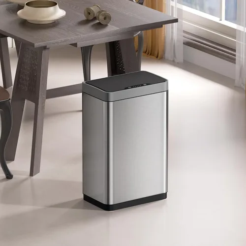 Vista 7 de Mbillion - Cubo de basura automático sin contacto de 15 galones con sensor de movimiento, cubos de basura inteligentes de acero inoxidable con tapa