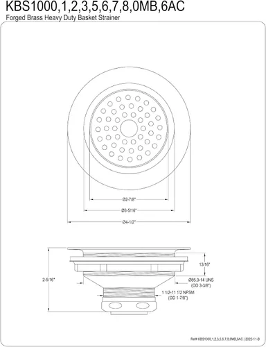 Vista 2 de Kingston Brass KBS1002 - Colador de cesta para fregadero de cocina, latón pulido