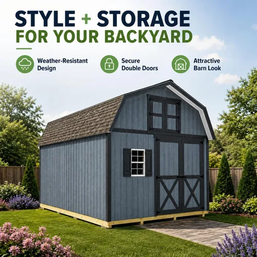 Vista 2 de Best Barns Millcreek Kit de cobertizo de madera, 12 pies x 20 pies.