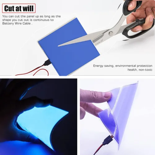 Vista 5 de Ourbest El Panel de luz de hoja 2 piezas – Máscara de papel electrouminiscente cortable para iluminación de ojos DIY Cosplay decoración de fiesta