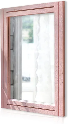 Vista 18 de AAZZKANG Espejo de pared rústico con marco de madera rectangular para colgar en casa de campo o baño, sala de estar o dormitorio decoración