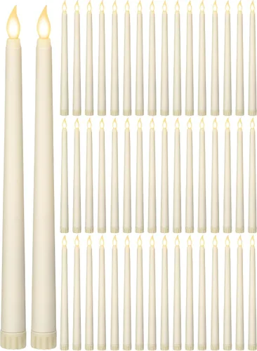 Vista 10 de Retisee 30 velas LED sin llama de 11 pulgadas, a granel, funciona con pilas, velas LED parpadeantes para decoración de San Valentín, cumpleaños