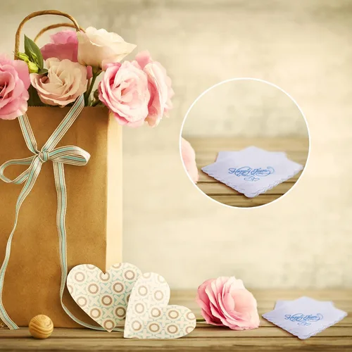 Vista 7 de Pañuelos bordados para boda, lágrimas felices, pañuelos de boda con bordes de encaje festoneados para el día de la boda novia