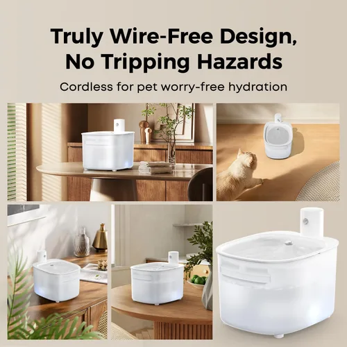 Vista 2 de Fuente de agua inalámbrica para gatos, dispensador automático de agua activado por sensor, fuente de agua inalámbrica para mascotas de 88 onzas