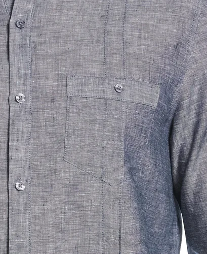 Vista 4 de Cubavera Camisa de lino de manga larga para hombre con 2 paquetesTucks