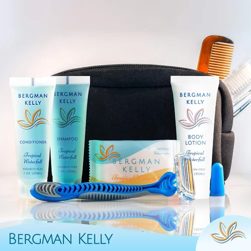 Vista 7 de Bergman Kelly - Paquete de artículos de tocador de hotel - Cascada tropical, 1 oz cada uno, 100 piezas - Juego de 4 piezas: 25 jabón en barra