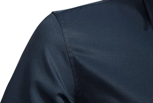 Vista 3 de VANCOOG Camisas de vestir lisas casuales de manga corta para hombre