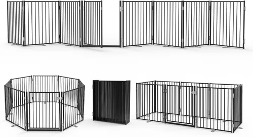 Vista 23 de No Pawblems - Puerta independiente para perros, valla plegable de 30 pulgadas de alto para interiores, extensión de puerta extra ancha para Blanco