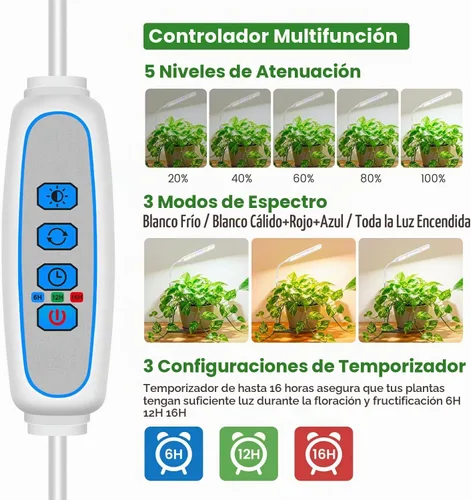 Vista 5 de Wolezek Luces de Crecimiento para Plantas de Interior, Luz de Crecimiento de Plantas de 52 LEDs de Espectro Completo con Base, Lámpara