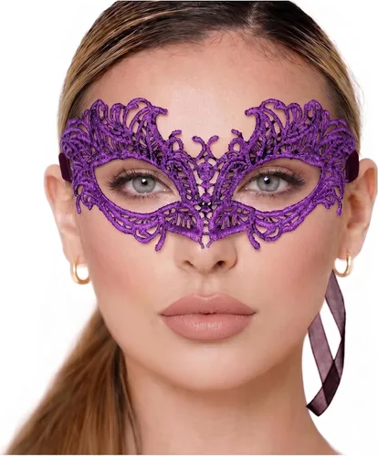 Vista 33 de Masquerade Mask For Women Lace Masquerade Mask for Masquerade Party, Proms, Venetian Party, Mardi Gras, Halloween & Cosplay Ana Bg Pluma de Pavo Real
