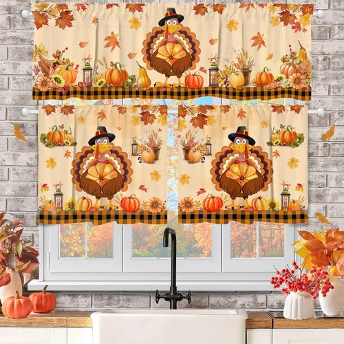 Vista 16 de Cortinas de Navidad de Hexagram para sala de estar, cortinas de árbol de Navidad de 63 pulgadas de largo para sala de estar juego de 2 paneles Negro