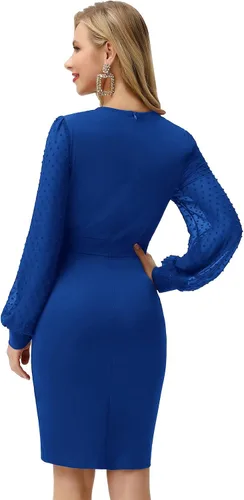 Vista 3 de GRACE KARIN - Vestidos estilo lápiz y entallados para mujer, de manga larga y cuello en V, elegantes, ideales para el trabajo, hacer negocios e ir a