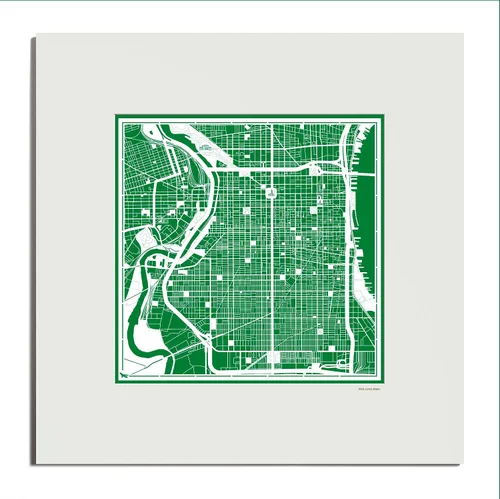 Vista 88 de O3 Design Studio San Diego, CA Paper Cut Map Matted Grey 20x20 in Paper Art