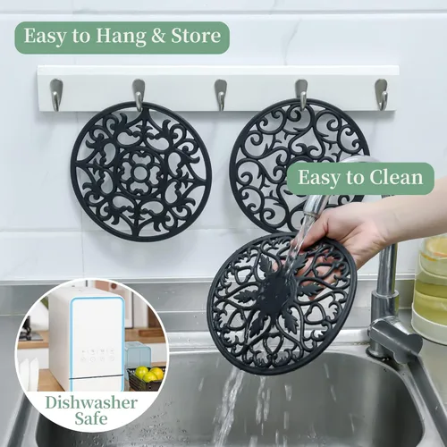 Vista 7 de Salvamanteles para platos calientes, salvamanteles de silicona para cocina, salvamanteles de silicona para ollas y sartenes calientes, soporte
