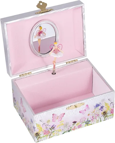 Vista 4 de Broadway Gifts Joyero musical de hadas de plata y blanco de bailarina Swan Lake