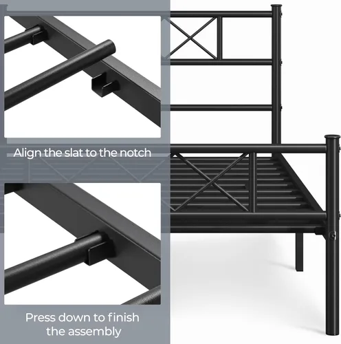 Vista 5 de Yaheetech Base de cama de plataforma metálica tamaño Twin con cabecero y piecero simples, base de colchón para almacenamiento debajo de la cama