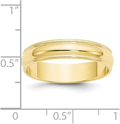 Vista 4 de Anillo de boda de oro amarillo de 10 quilates de 0197in milgrain liso clásico de cúpula