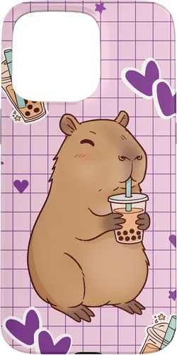 Vista 31 de Funda Kawaii Anime Capybara Beber Boba Bubble Tea Kids Girls para iPhone 17