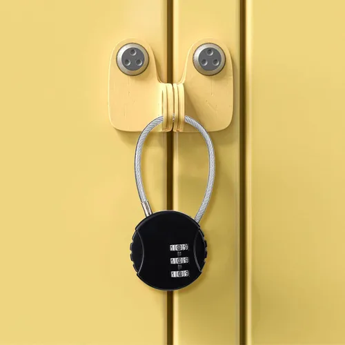 Vista 5 de 4 cerraduras combinadas de 3 dígitos con combinación de números, cerradura de equipaje, candados de viaje impermeables para puerta escolar, valla