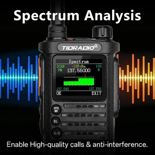 Vista 4 de TIDRADIO TD-H8 Radio de mano para jamón, Walkie Talkies Radio bidireccional