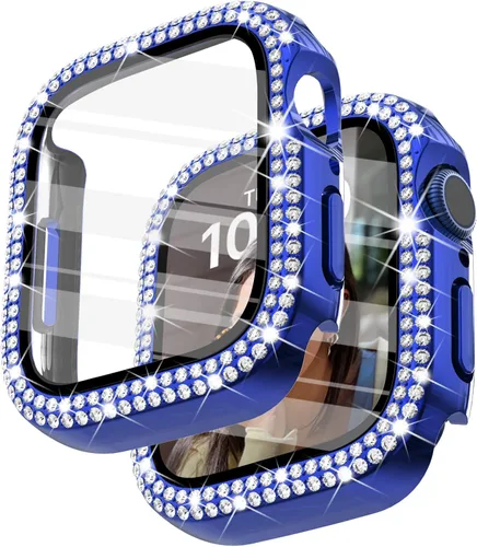Vista 19 de Surace - Carcasa de 1.49 pulgadas compatible con Apple Watch con protector de pantalla, caja protectora general con diseño de diamantes brillantes
