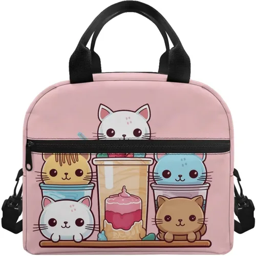 Vista 11 de Showudesigns Bolsas de almuerzo de flores de mariposa para mujer, lonchera aislada, bolsa de almuerzo reutilizable con correa ajustable