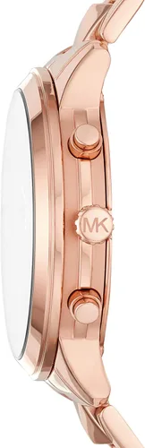 Vista 3 de Michael Kors Runway Mercer Reloj de cuarzo para mujer con correa de acero inoxidable, oro rosa, 18 (modelo MK6713), Rosado, L, Cronógrafo