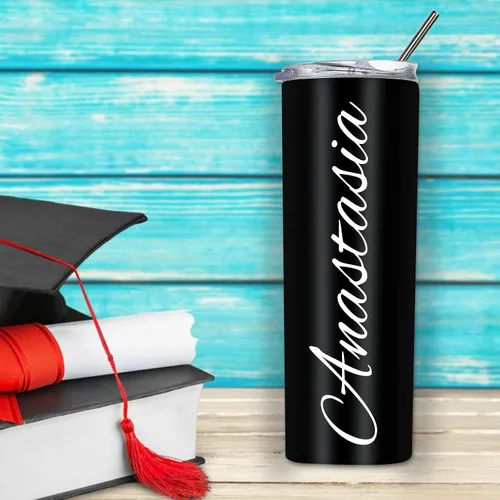 Vista 6 de Vaso delgado personalizado con tapas y pajitas con nombre impreso, vasos aislados personalizados de 20 onzas para mamá, mujeres y hombres
