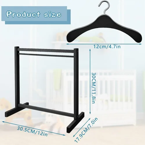Vista 2 de Civaner Perchero de ropa de muñeca con colgador de madera para ropa de muñeca de 18 pulgadas, mini perchas para armario, accesorios de muebles